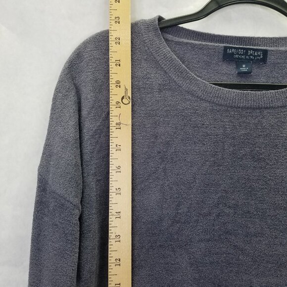 Barefoot Dreams Sweater M CozyChic Ultra Lite Slouchy Pullover Lounge Grey Purpl - Picture 11 of 13